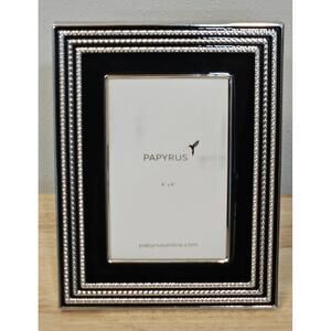 Papyrus Picture Frame Black Enamel & Silver Boarder 4”x6”